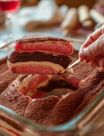 Porzione di zuppa inglese con crema e savoiardi, dolce tradizionale italiano.