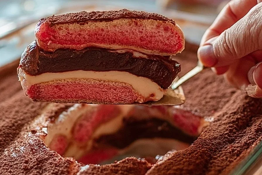 Porzione di zuppa inglese con crema e savoiardi, dolce tradizionale italiano.