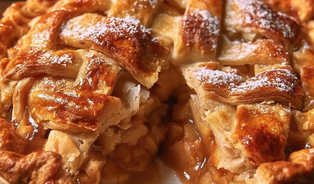 Delicious homemade apple pie with a flaky crust and fresh apples