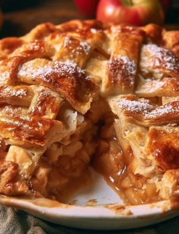 Delicious homemade apple pie with a flaky crust and fresh apples