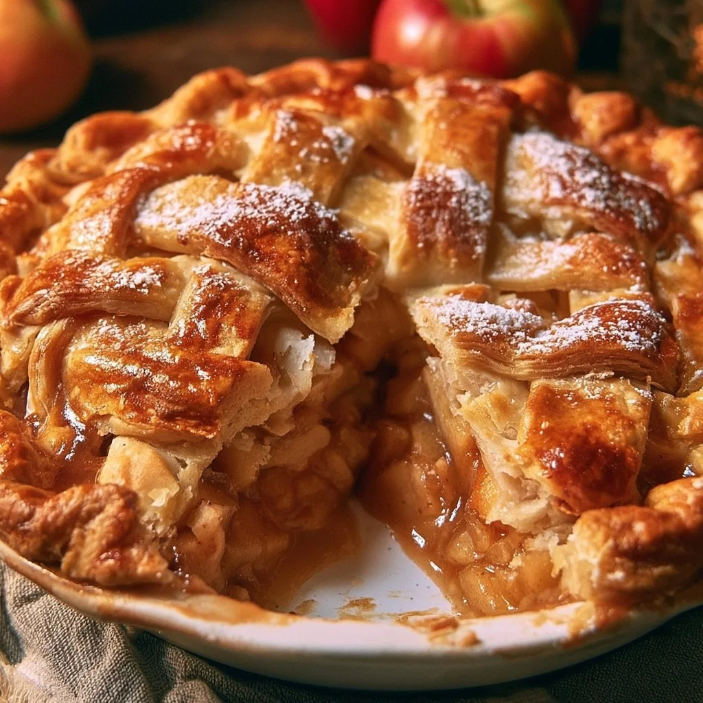 Delicious homemade apple pie with a flaky crust and fresh apples