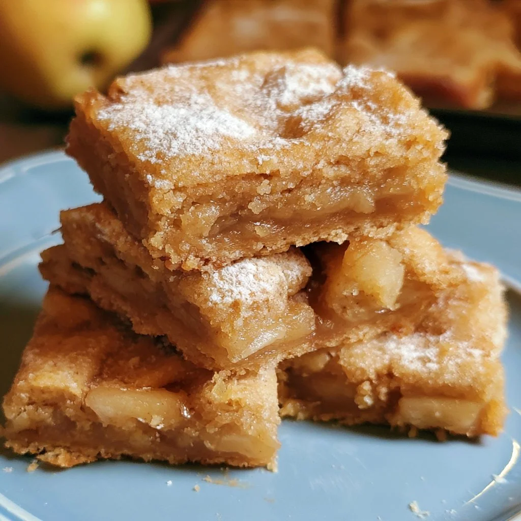 Barrette di torta di mele appena sfornate con mele fresche