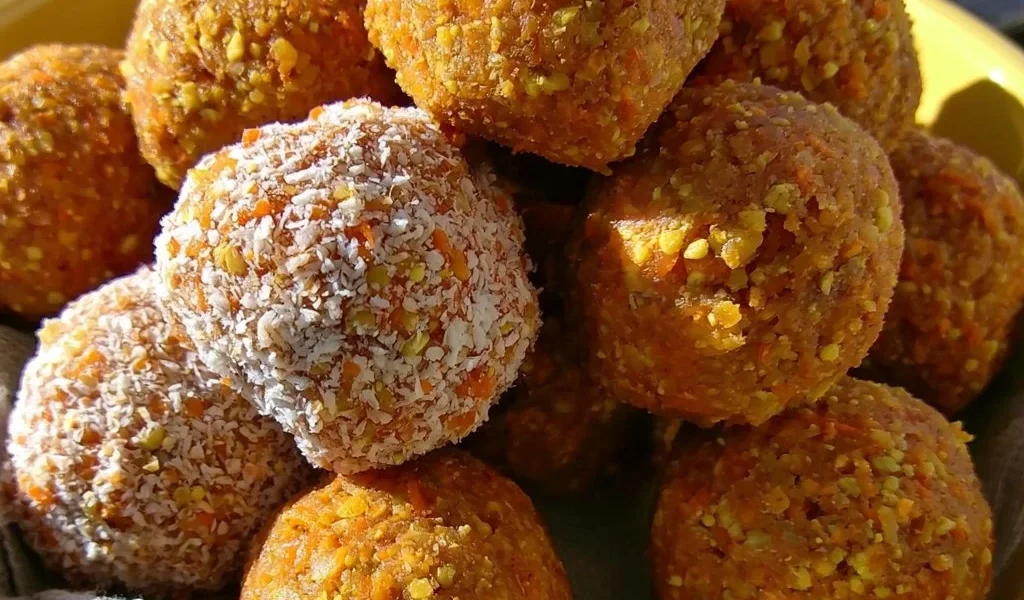 Bocconcini di carote e albicocche secche serviti su un piatto
