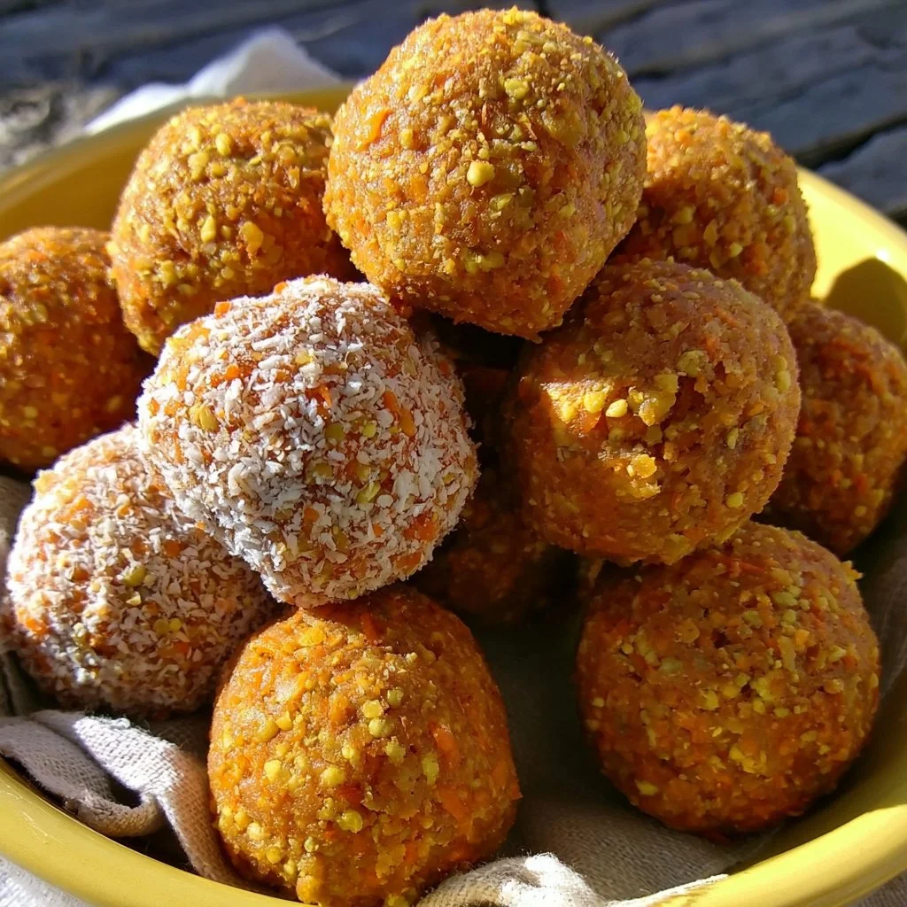 Bocconcini di carote e albicocche secche serviti su un piatto