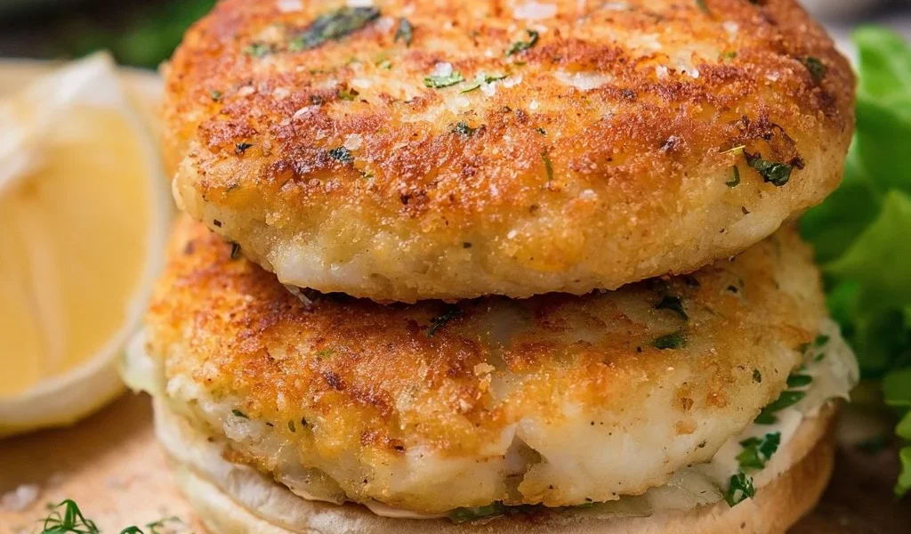 Burger di Merluzzo servito con contorni freschi