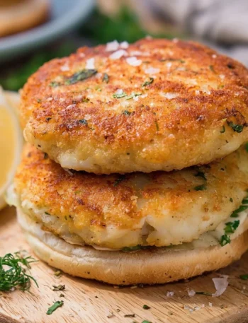 Burger di Merluzzo servito con contorni freschi