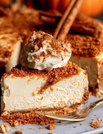 Cheesecake d'Autunno decorata con frutta e spezie autunnali