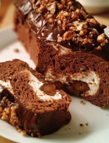 Delicious Chestnut and Chocolate Log dessert ready to be enjoyed