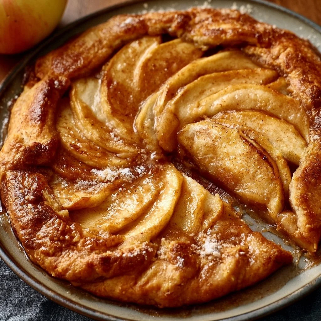 Delicious cinnamon apple galette with flaky crust and spiced filling