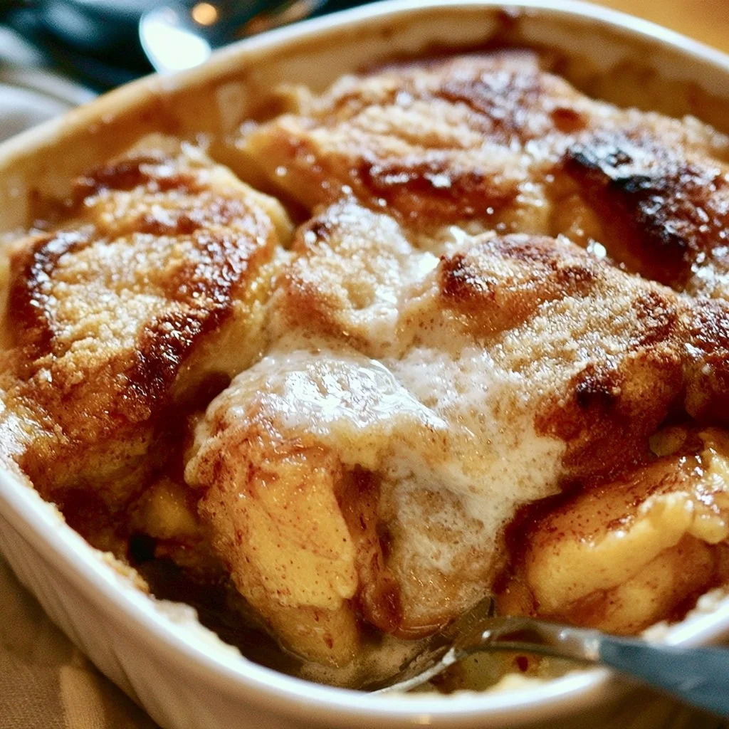Cobbler di mele appena sfornato con mele succose e crosta dorata