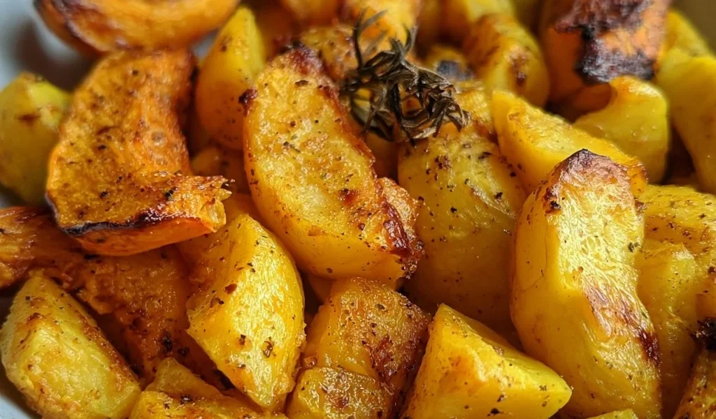 Contorno di zucca e patate cucinato nella friggitrice ad aria