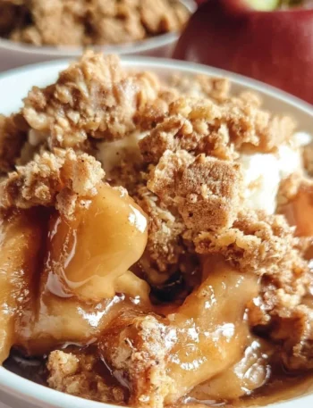 Crumble di Mele fresco e delizioso, dolce tradizionale con mele cotte e croccante topping.