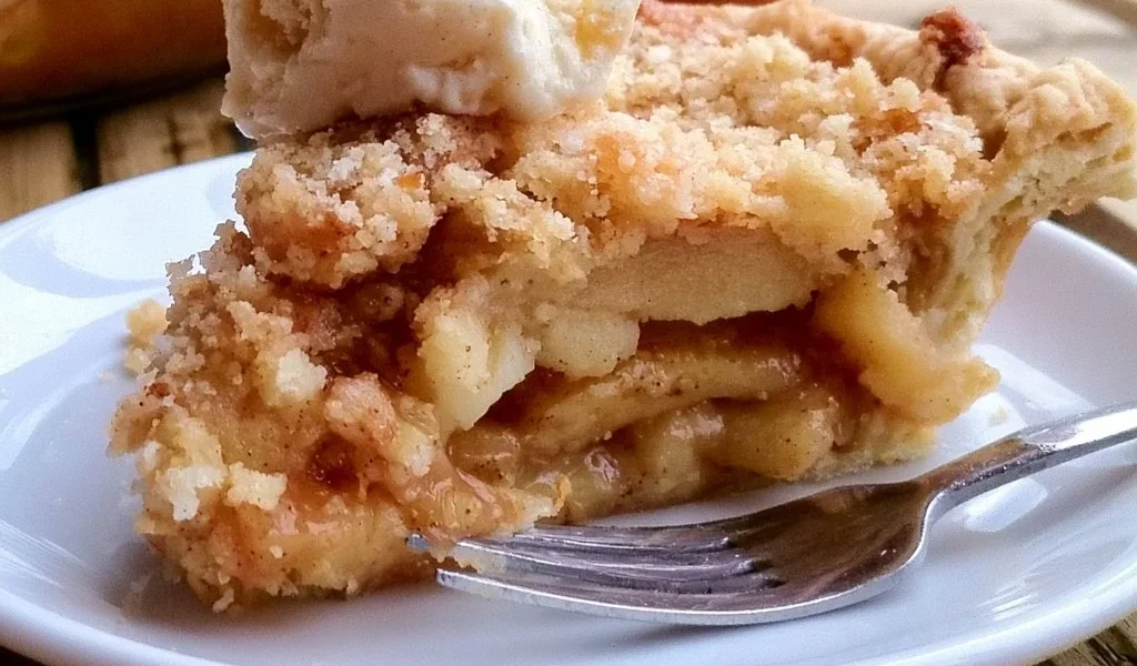 Crostata di Mele Olandese con fette di mela sopra una base croccante