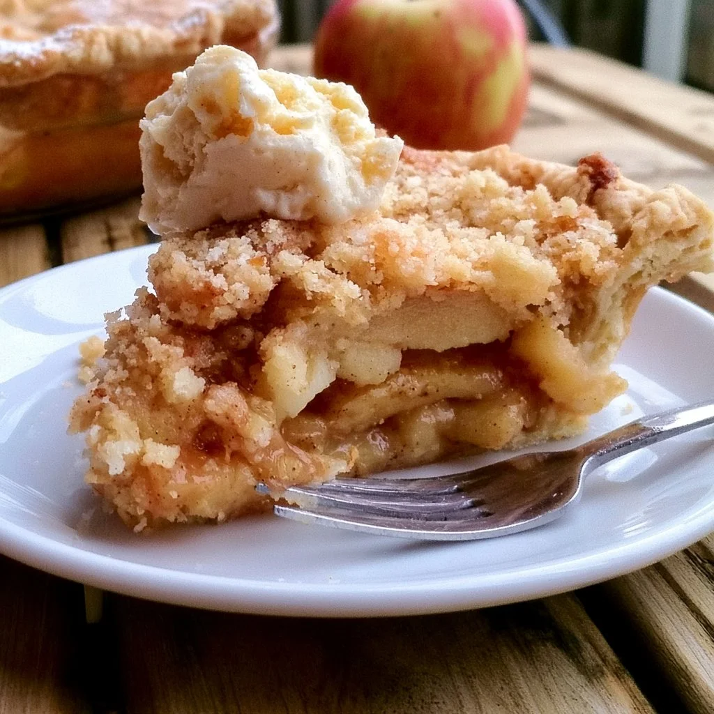 Crostata di Mele Olandese con fette di mela sopra una base croccante