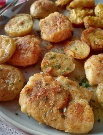 Filetti di merluzzo cucinati con patate al forno