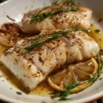 Filetti di merluzzo in padella al limone serviti con contorni freschi