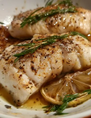 Filetti di merluzzo in padella al limone serviti con contorni freschi