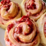 Girelle di Cannella con Fragole su un piatto decorato
