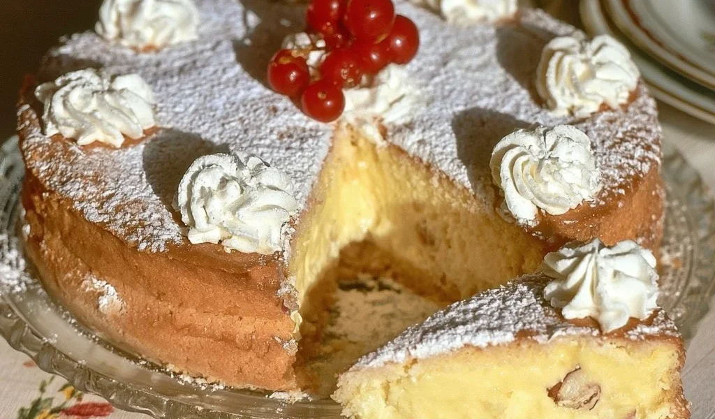 Homemade Grandma's Cake with frosting and decorations