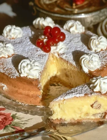 Homemade Grandma's Cake with frosting and decorations