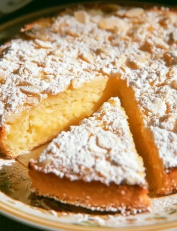 A slice of Grandma's homemade cake on a plate.