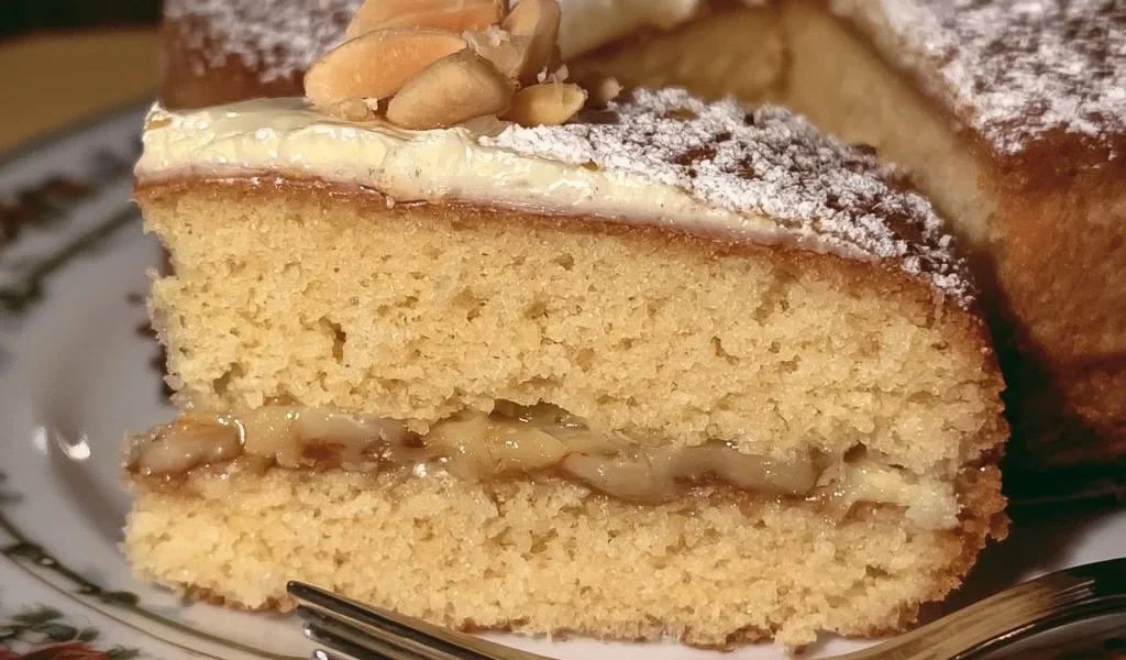 Delicious Grandmother's cake served on a decorative plate