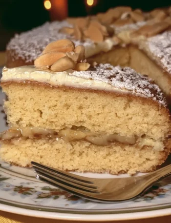 Delicious Grandmother's cake served on a decorative plate