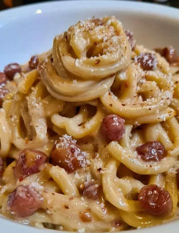Piatto di carbonara sbagliata con ingredienti freschi e gustosi