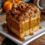 Maple Brown Butter Pumpkin Coffee Cake served on a plate