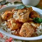 Piatto di merluzzo con riso servito con verdure fresche