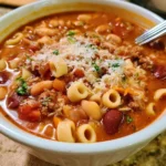 Pasta E Fagioli dell'Olive Garden servita in un piatto elegante