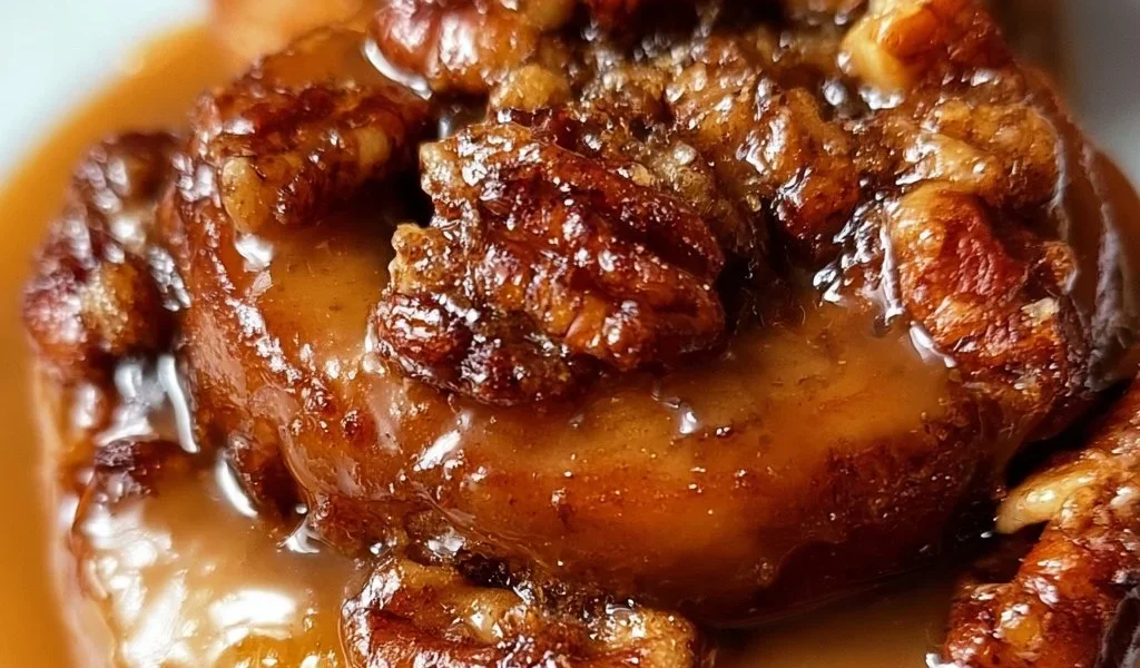 Deliziosi panini appiccicosi con copertura di noci pecan, perfetti per ogni occasione.