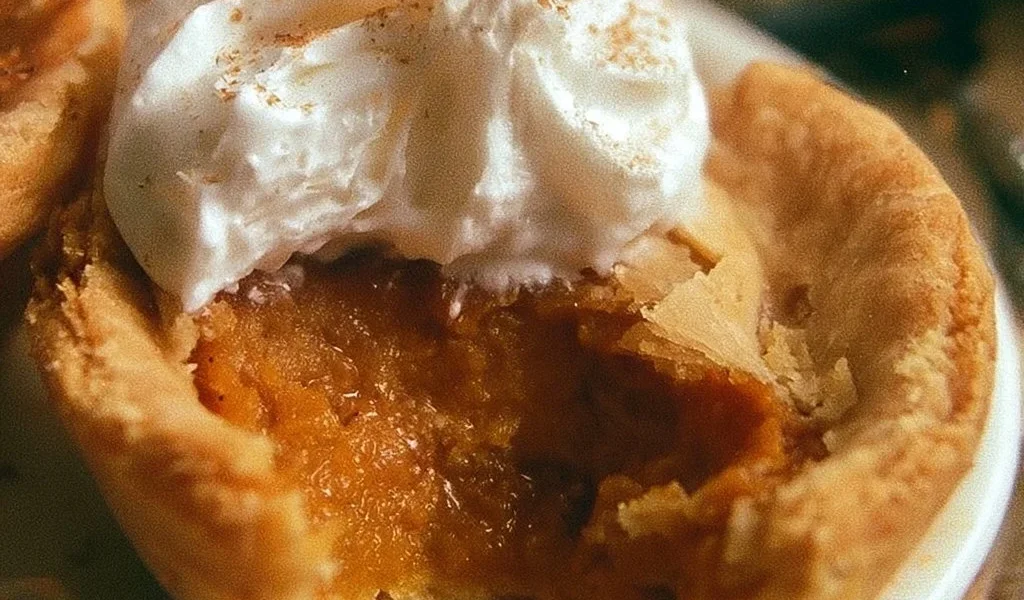 Mini Crostata di Zucca appena sfornata, dolce autunnale tradizionale italiano.