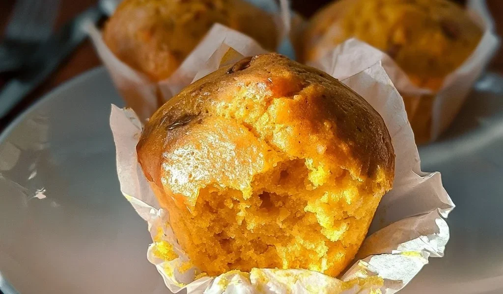 Muffin alla zucca freschi e soffici appena sfornati