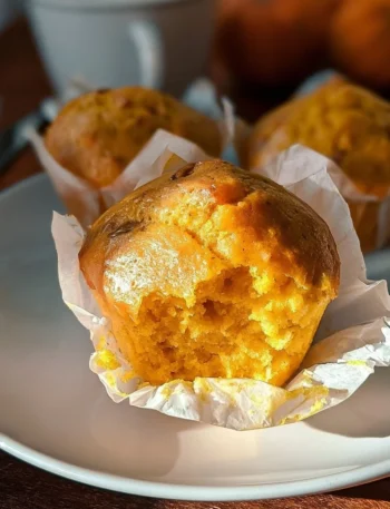 Muffin alla zucca freschi e soffici appena sfornati