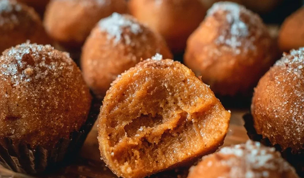 Palline di cheesecake alla zucca decorate con panna e spezie autunnali
