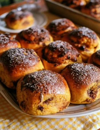 Panini dolci di zucca e cioccolato appena sfornati