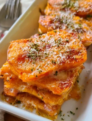 Parmigiana di zucca velocissima senza precottura pronta da servire.