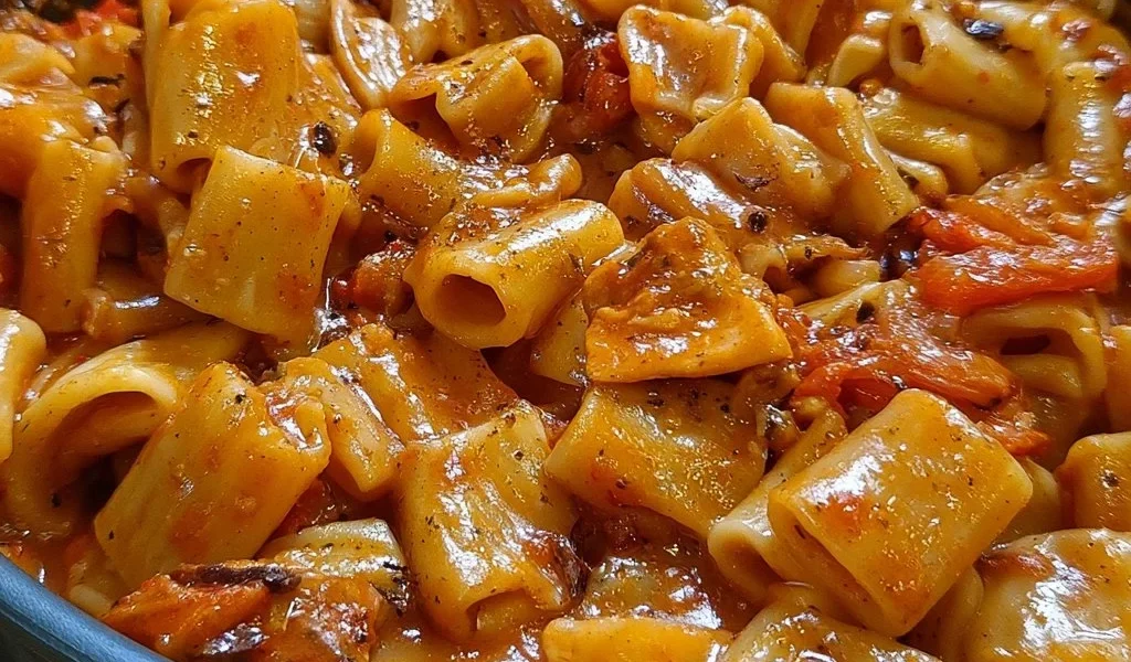 Pasta alla picchio pacchio siciliana con pomodorini freschi e basilico