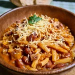 Pasta e fagioli, una ricetta tradizionale italiana con pasta e fagioli freschi.