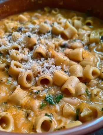 Pasta e Fagioli servita in una ciotola con pepe nero fresco