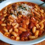 Piatto di Pasta e Fagioli, tradizionale ricetta italiana con pasta e fagioli.