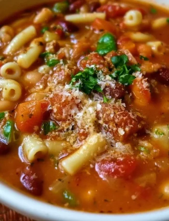 Pasta e Fagioli alla Olive Garden servita in una ciotola bianca.