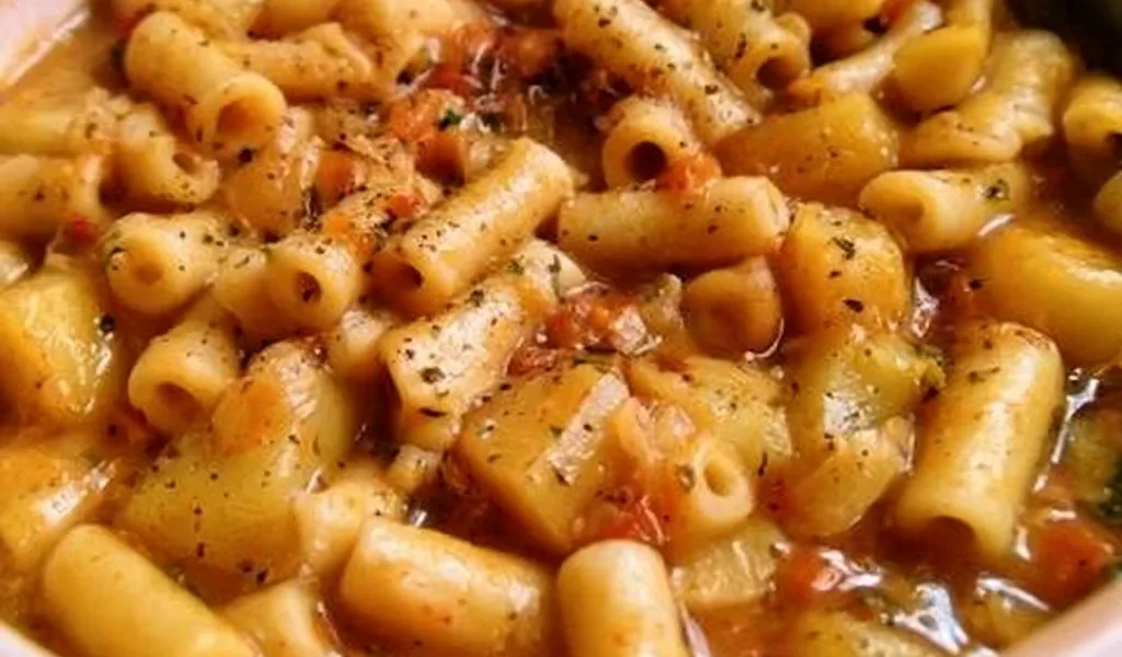 Pasta e Patate, piatto tipico della cucina italiana, ricco e confortante.
