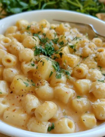 Delicious plate of Pasta with Potatoes and Creamy Provola cheese