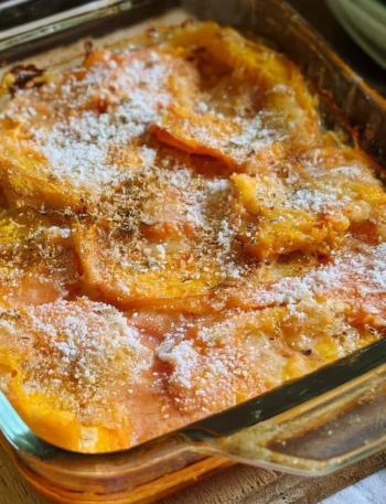 Creamy Pumpkin Parmesan dish with a savory cheese topping