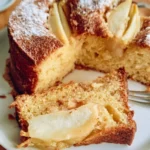 Delicious slice of Quick Pear Cake with fresh pears and spices