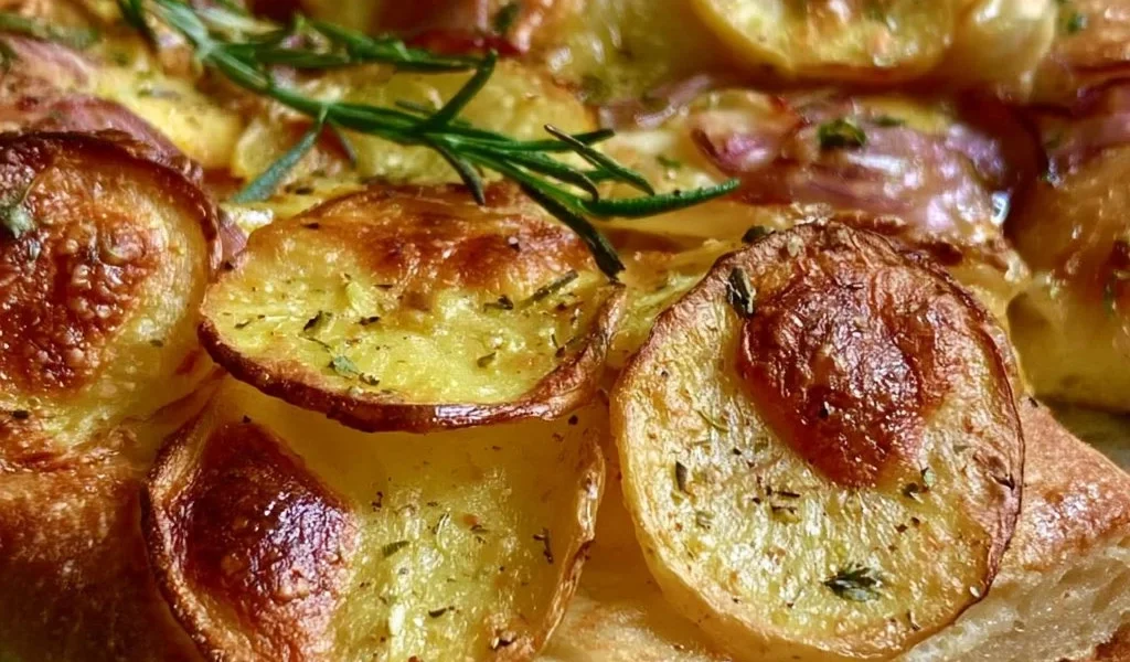 Pizza di Patate italiana con cipolle e patate, ricetta rustica e autentica.