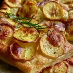 Pizza di Patate italiana con cipolle e patate, ricetta rustica e autentica.