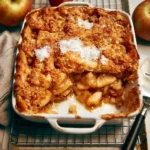Crostata di mele appena sfornata su un piatto bianco